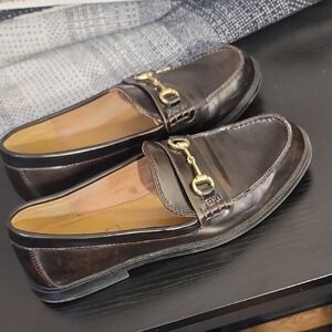 H&M Brown Slip-On Loafers with Gold Detail